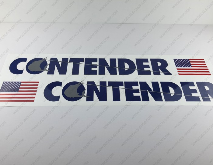 Contender Boat Logo USA Flag Blue/Gray Decals Set of 2 x 32" Contender Boat Logo USA Flag Blue/Gray Decals Set of 2 x 32"
